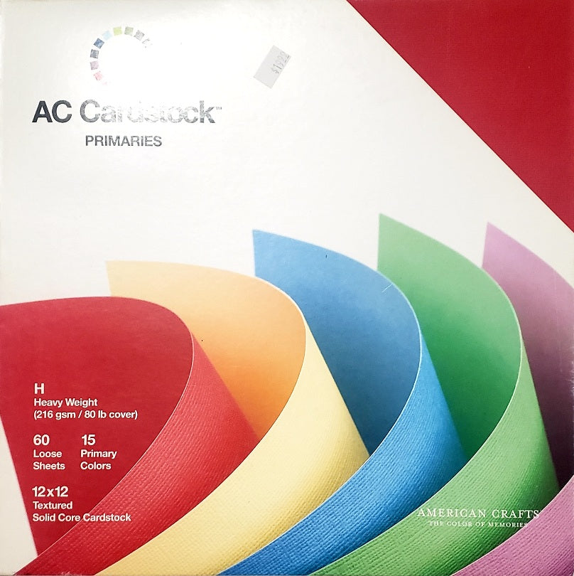 AC American Crafts cardstock Paper Pack 12"X12" 60 Pk - primaries colo ...