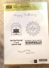 Load image into Gallery viewer, *Crafting for a cause - Stampin' up Happiest Birthday wishes set 1 and 2 red rubber cling stamp - 11 piece