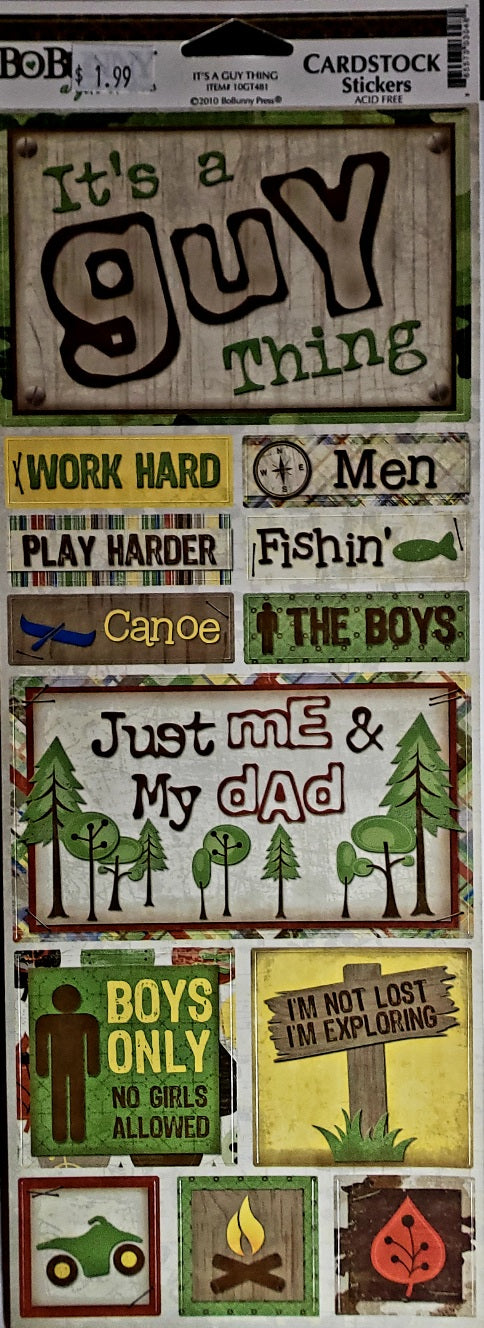 Bobunny press - cardstock sticker sheet - its a guy thing