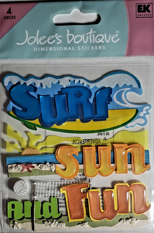 Jolee's Boutique Dimensional Sticker medium -  surf sun fun words