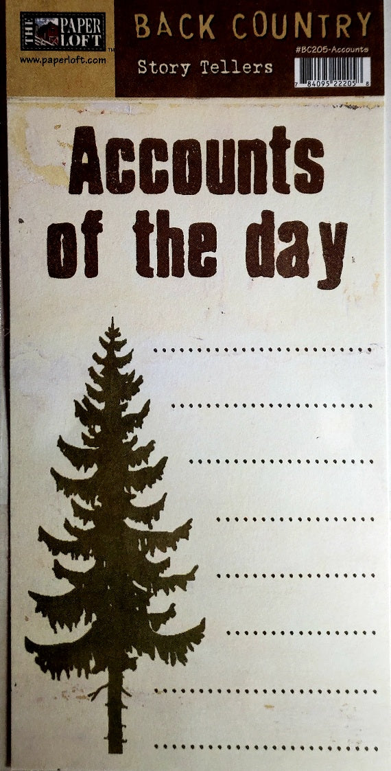 The Paper Loft  - cut out sheet - back country story tellers accounts of the day