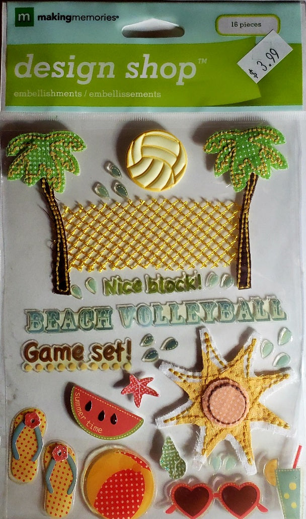 Making Memories - design shop dimensional sticker - beach volleyball