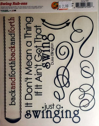 Scrappin' sports and more - rub on sheet  - young and active swing