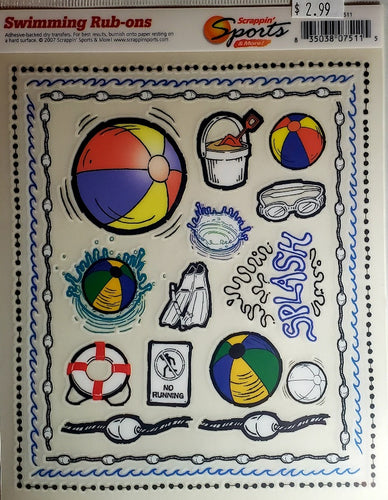 Scrappin' sports and more - rub on sheet  - swimming