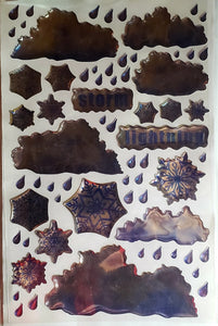 Creative Imaginations - epoxy stickers - clouds rain storms