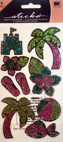 Sticko  - flat sticker sheets -  beach outline all that bling
