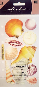 Sticko  - flat sticker sheets -  vellum seashells