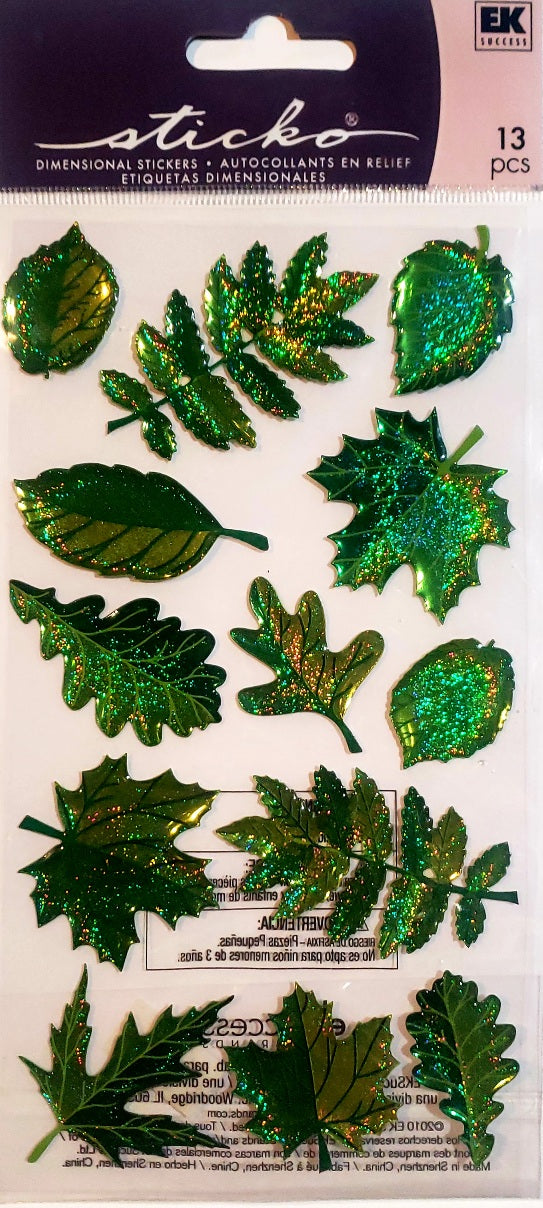 Sticko  - dimensional sticker sheets -  spring leaves epoxy