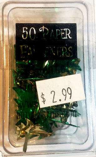 Creative impressions -  brads - metallic pine trees green fasteners 50 pc