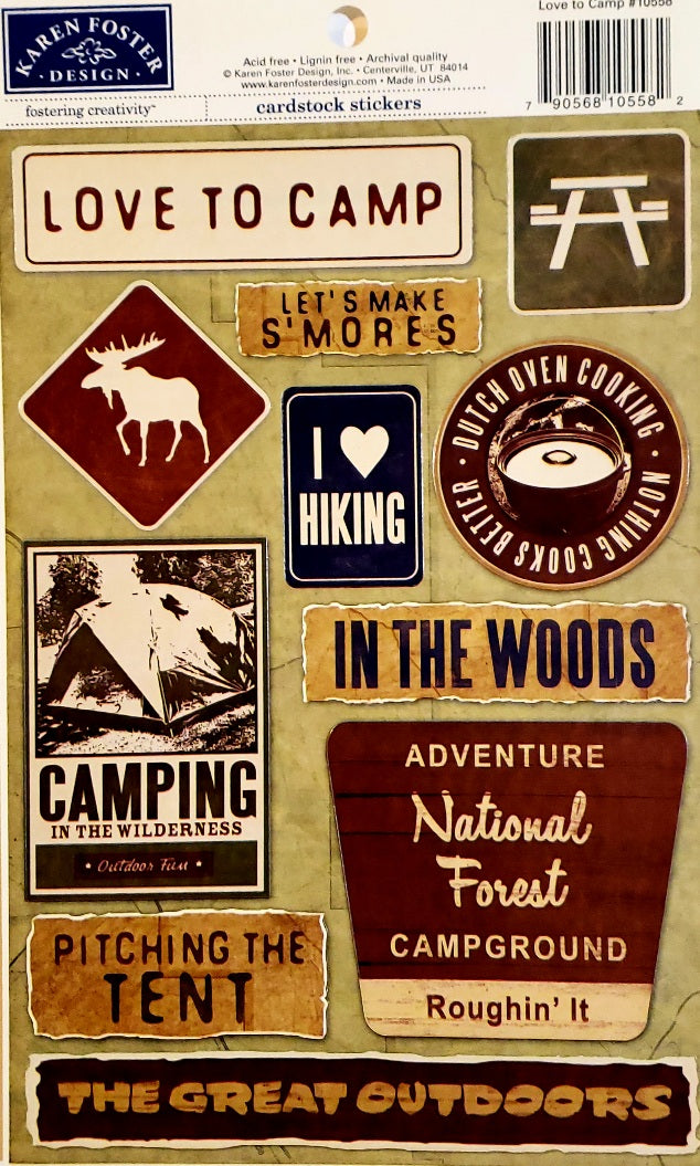 Karen Foster - cardstock sticker sheet - love to camp