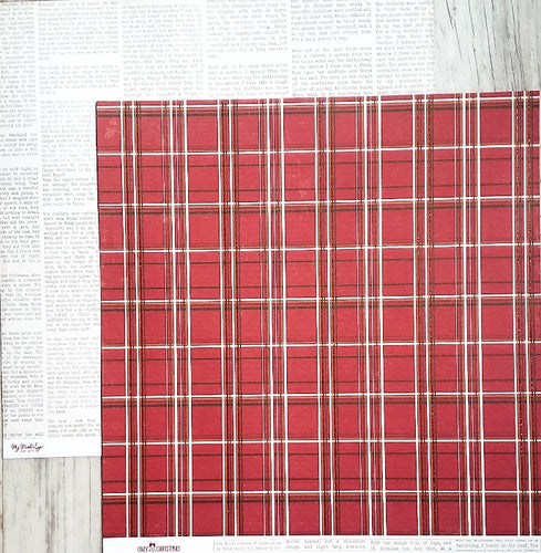 MME My minds eye  - double sided paper cardstock 12 x 12 - cozy Christmas flannel glitter