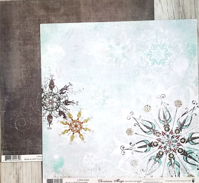 Fancy Pants -  double sided paper cardstock 12 x 12 - Christmas magic - silver snow