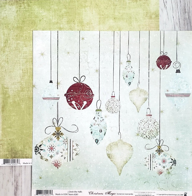 Fancy Pants -  double sided paper cardstock 12 x 12 - Christmas magic - deck the halls