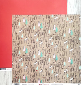 Fancy Pants -  double sided paper cardstock 12 x 12 - wish season - rudolph & crew