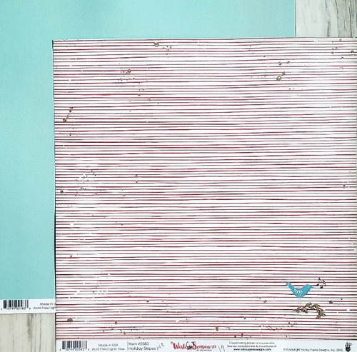 Fancy Pants -  double sided paper cardstock 12 x 12 - wish season - holiday stripe