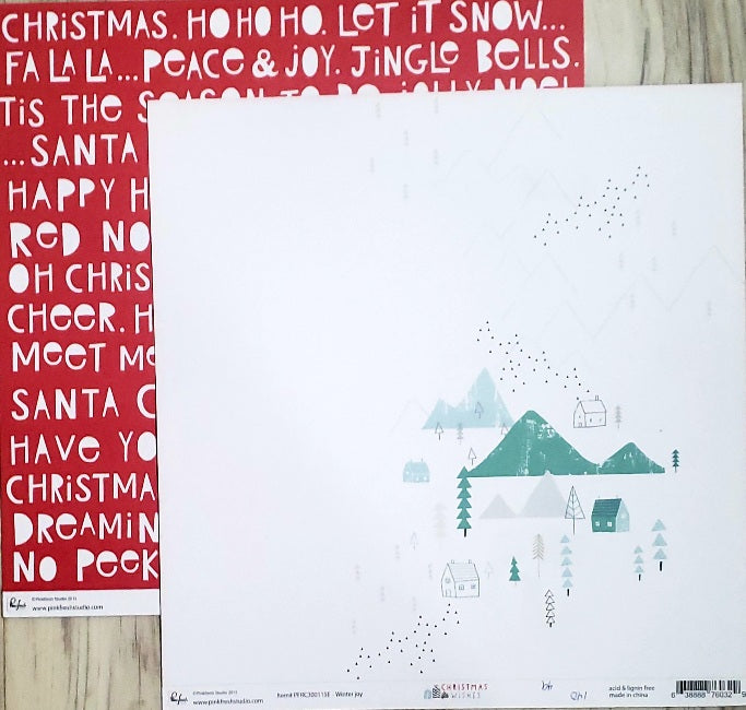 Pink fresh - double sided cardstock 12 x 12 - Christmas wishes winter joy