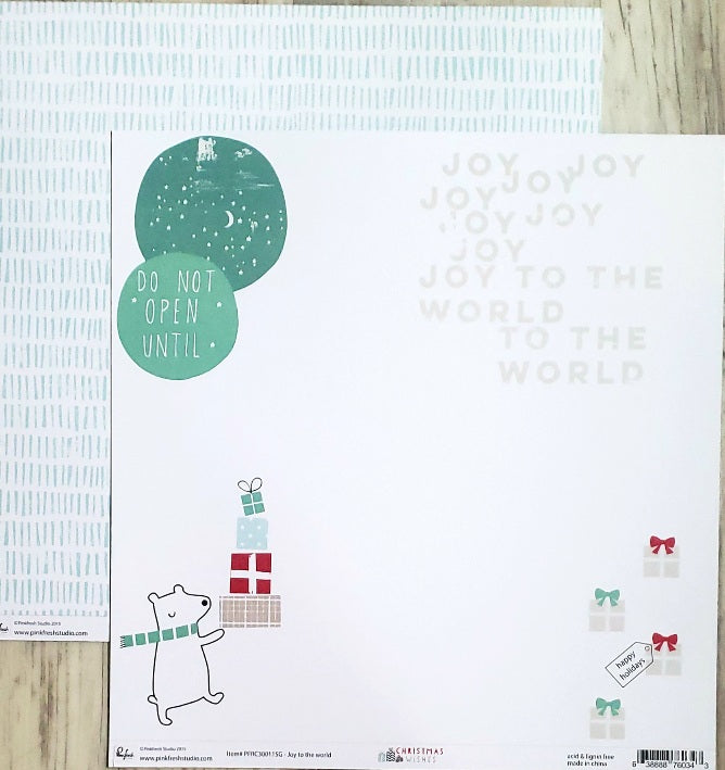 Pink fresh - double sided cardstock 12 x 12 - Christmas wishes joy to the world