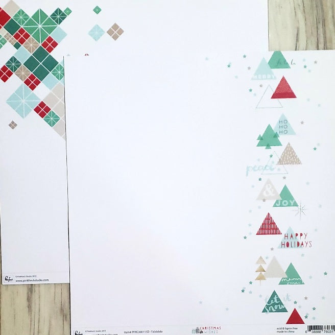 Pink fresh - double sided cardstock 12 x 12 - Christmas wishes falalalala