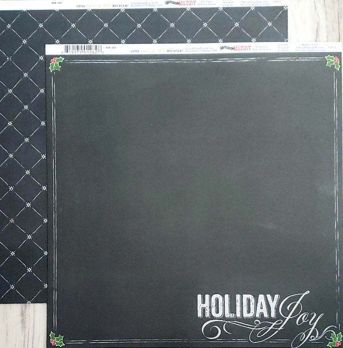 Little yellow bicycle  - double sided cardstock 12 x 12 - Christmas making merry - holiday joy