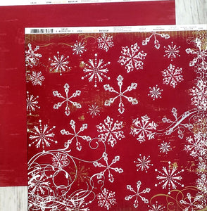 Little yellow bicycle  - double sided glossy cardstock 12 x 12 - 25 days of Christmas - red snowflake