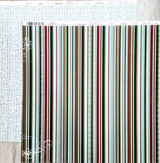 Little yellow bicycle  - double sided cardstock 12 x 12 - 25 days of Christmas - fine stripe