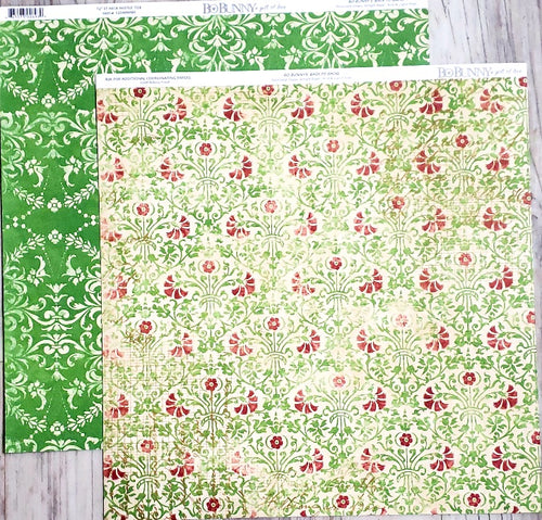 Bobunny press - double sided paper sheet 12 x 12 - St. Nick mistle toe