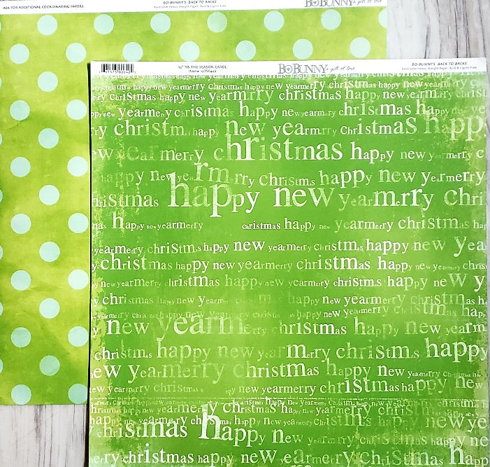 Bobunny press - double sided paper sheet 12 x 12 - tis the season carol