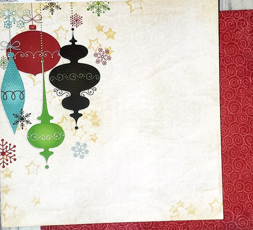 Bobunny press - double sided paper sheet 12 x 12 - tis the season hanging ornaments
