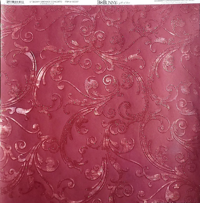 Bobunny press - paper sheet 12 x 12 - snowy serenade concerto glitter