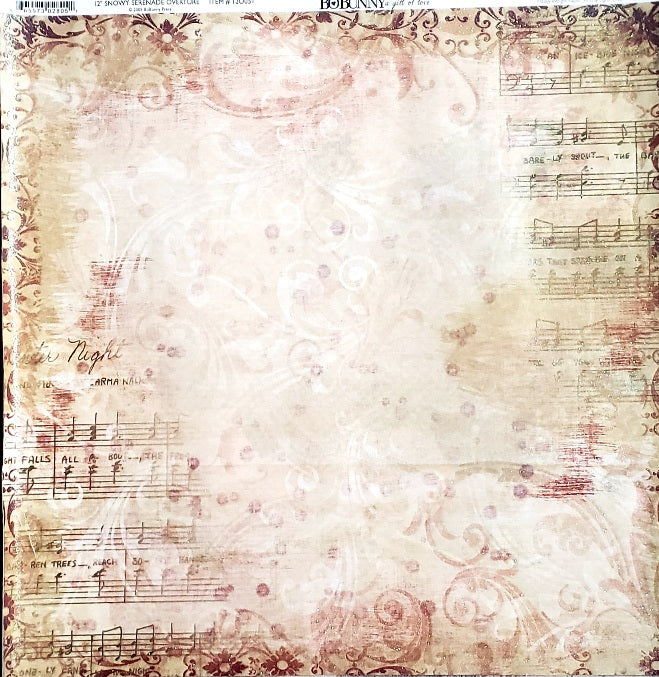 Bobunny press - paper sheet 12 x 12 - snowy serenade overture glitter
