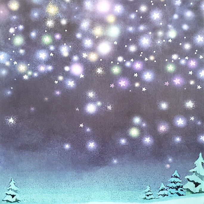 Sugar tree single Sided card stock paper 12 x 12 - Santa hanging moon left side
