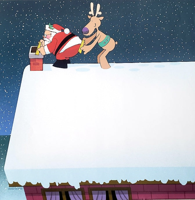 Sugar tree single Sided card stock paper 12 x 12 - Santa and reindeer left side