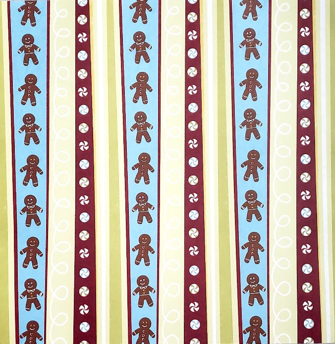 Karen Foster single Sided card stock paper 12 x 12 - Christmas cooking stripe