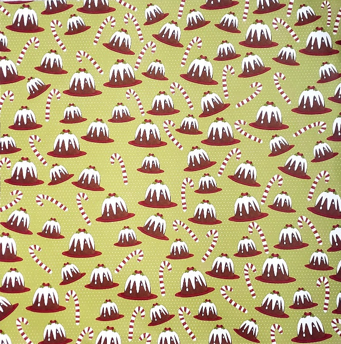 Karen Foster single Sided card stock paper 12 x 12 - Christmas plum pudding