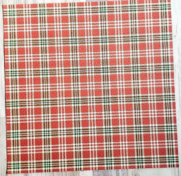 Karen Foster single Sided card stock paper 12 x 12 - Christmas red green plaid