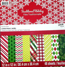 Load image into Gallery viewer, Recollections traditional Paper Pad 12&quot;X12&quot; 48/Pkg - Christmas Traditional Holiday