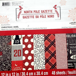 Recollections Paper Pad 12"X12" 48/Pkg - Christmas North Pole Gazette glitter