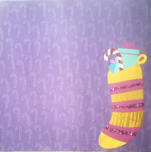 Karen Foster single Sided card stock paper 12 x 12 - Christmas stocking