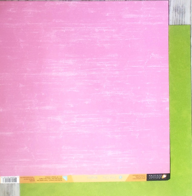 American Traditional Design - double sided paper 12 x 12 - Tres Chic brights hot pink and lime