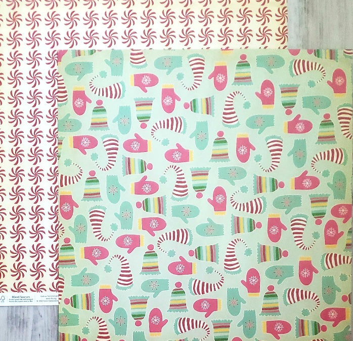 Cosmo Cricket double sided paper 12 x 12 - jolly by golly smitten mitten