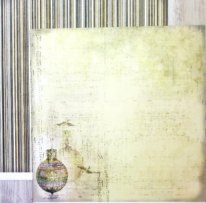 FabScraps Double Sided card stock paper 12 x 12 - Victoria's balloon ornament - green stripe