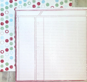 Deja Views - double sided paper sheet 12 x 12 - Flurries and Frost snowball / peppermint notes