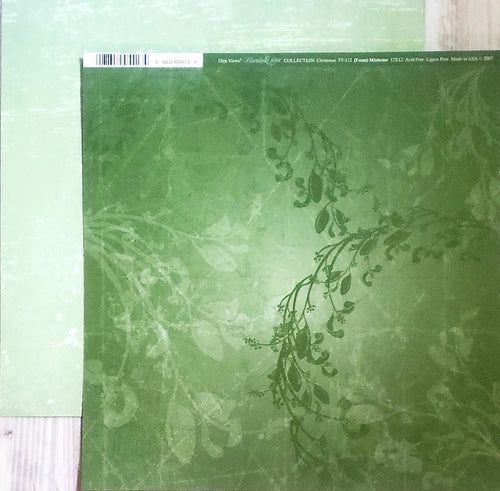 Deja Views - double sided paper sheet 12 x 12 - Flurries and Frost mistletoe/ pine tonal