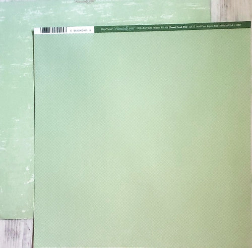 Deja Views - double sided paper sheet 12 x 12 - Flurries and Frost fresh pine / tonal