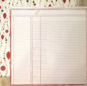 Deja Views - double sided paper sheet 12 x 12 - Flurries and Frost ornament / peppermint note