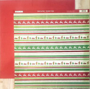 TPC studio - double sided cardstock 12 x 12 - deck the halls reindeer stripe foil