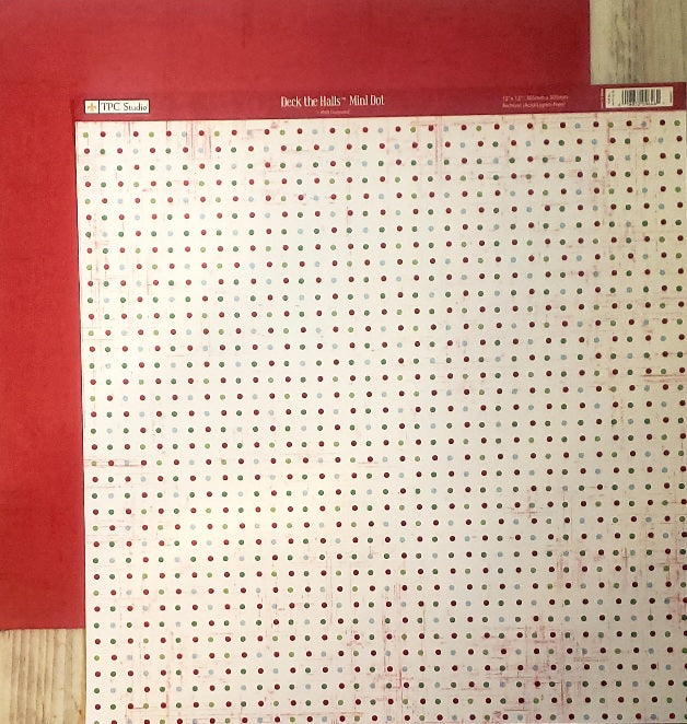 TPC studio - double sided cardstock 12 x 12 - deck the halls mini dot foil