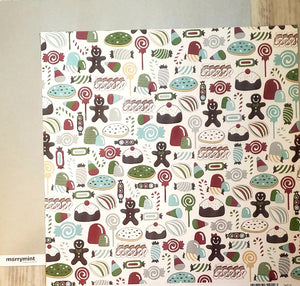 American Crafts Double Sided card stock paper 12 x 12 - Merrymint candy shoppe