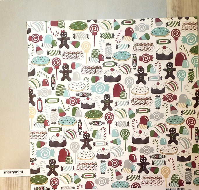 American Crafts Double Sided card stock paper 12 x 12 - Merrymint candy shoppe