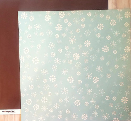 American crafts Double Sided card stock paper 12 x 12 - Merrymint marshmallow Varnish glitter